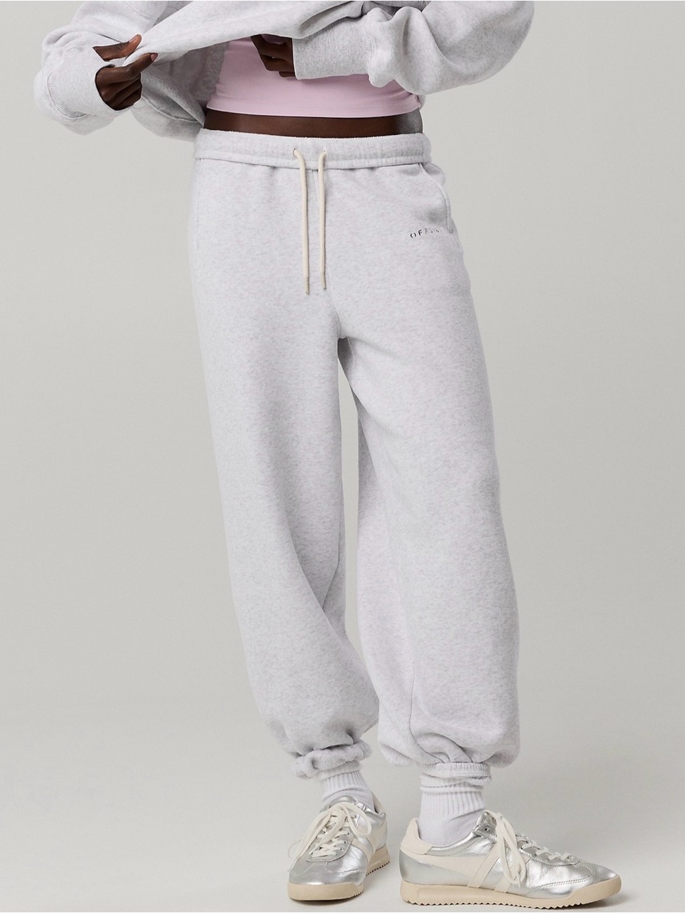 Offline By Aerie Cloud Fleece Baggy Jogger Sweatpants Light Heather Grey